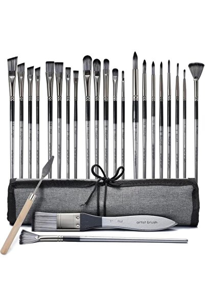 Homarket Paint Brushes Set, 24 Pcs Synthetic Acrylic Paint Brushes with Cloth...