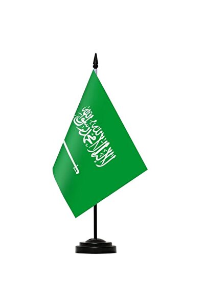 GENERAL علم السعودية للطاولة، أعلام سعودية صغيرة مع قاعدة سوداء لتزيين مكتب ا...