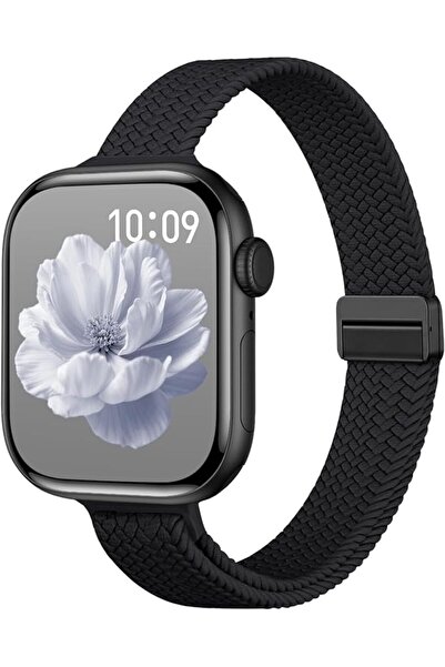 GENERAL حزام مضفر نحيف ومرن متوافق مع أساور ساعة أبل للنساء والرجال