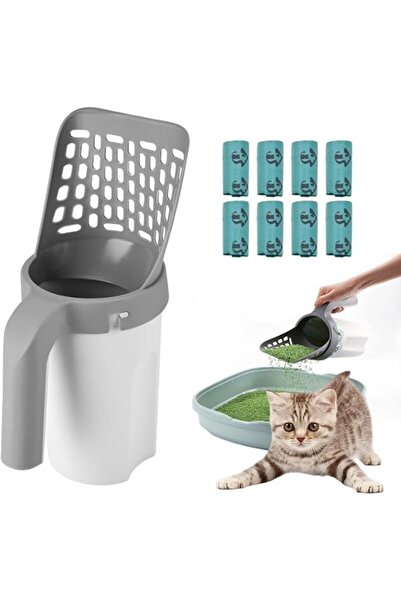 NYGANMELLOZ Cat Litter Scoop with 120 Refill Litter Bags, Mess-Free Integrate...