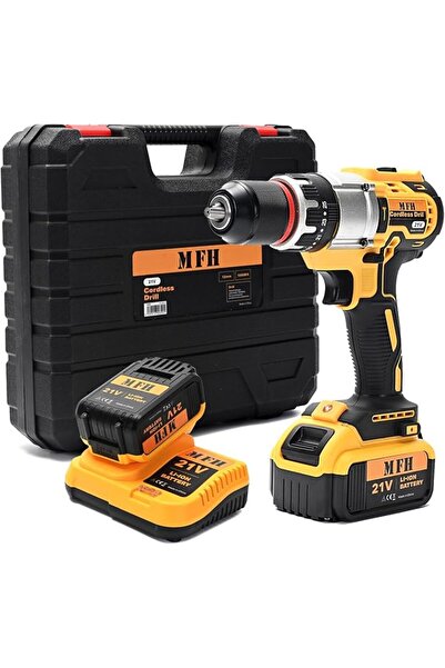 MFH TOOLS مثقاب لاسلكي 21 فولت - 13 مم - 1300 مللي أمبير - بطاريتان ليثيوم أي...