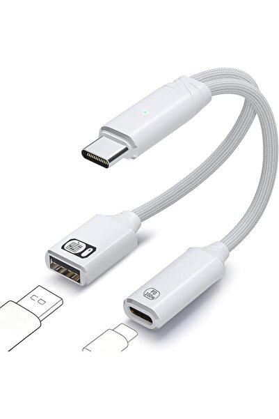TERRIFI محول USB C OTG، كابل تقسيم USB C 2 في 1 مع شحن سريع 100 واط ونقل البي...