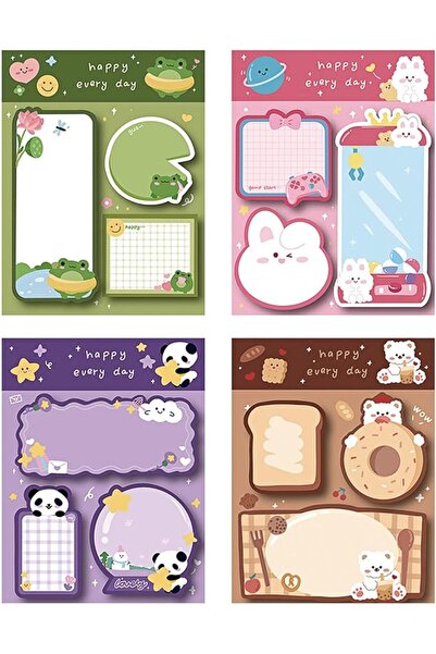TERRIFI 4 Pack Cute Cartoon Animal Sticky Notes, Kawaii Self-Stick Memo Pads,...