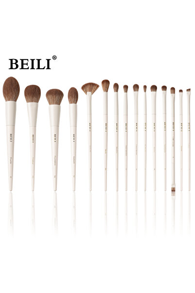 Choice A15 BEILI 15 Pcs Beige Premium Synthetic Makeup Brush Sets Foundation ...