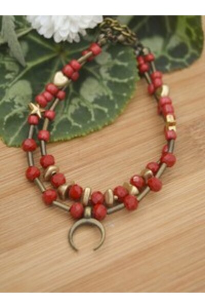 Stoneage Crescent Bracelet - Red -