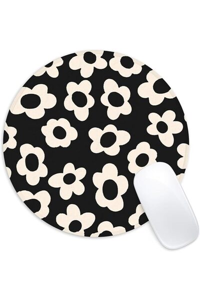 KASTWAVE Mouse Pad for Desk, White Floral Round Mouse Mat, Small Cute Mousepa...