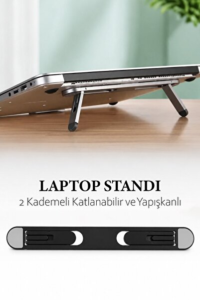 omilife 2 Kademeli Katlanabilir Yapışkanlı Laptop Standı Taşınabilir Notebook Yükseltici Tutucu
