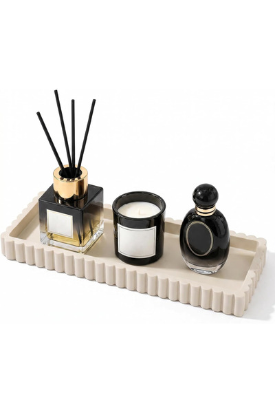 Generic Brand Tavă decorativă, tavă baie, decor locuință, silicon, alb crem