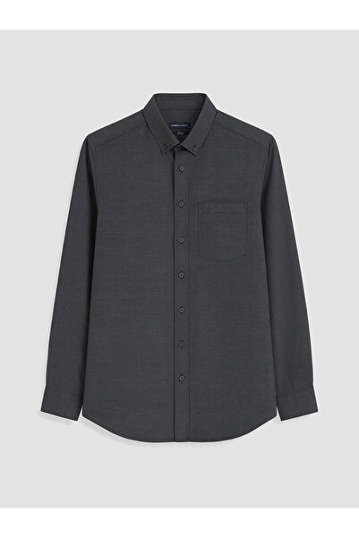 LC Waikiki Peak New Season Anthracite Regular Fit Dobby Men's Shirt