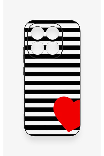 Vip Case Mi 17 5g Compatible Striped Red Heart Pattern Silicone Case