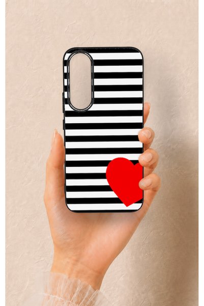 Vip Case حافظة سيليكون متوافقة مع هاتف Vivo V70 FE 5G بنمط قلب أحمر مخطط