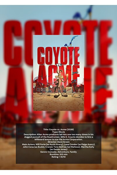 OEM Coyote vs. Acme Infographic Poster, Cartoon, 250g Cardboard, A4