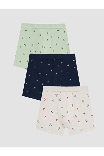 LC Waikiki Peak New Season Gray Cotton Flexible Men's Boxer 3-Pack