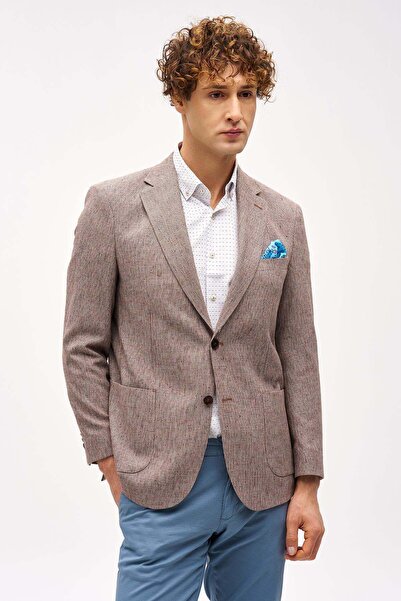 İgs Brown Bari (4 Drop) Mono Collar Patterned Jacket