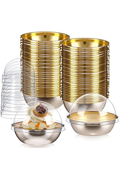 Tazweeq 100 Pcs Mini Baking Cups with Clear Dome Lids, Reusable, Secure and G...