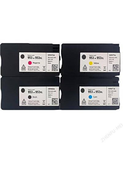 ZHENFU-MEI خرطوشة حبر متوافقة 953، عبوة من 4 قطع، لطابعات HP 953 953XL لـ HP ...