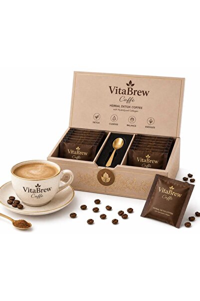 VitaBrew Caffè Sütlü Herbal Detox Coffee 30 Saşe – Hidrolize Kolajenli Sütlü Detox Kahve