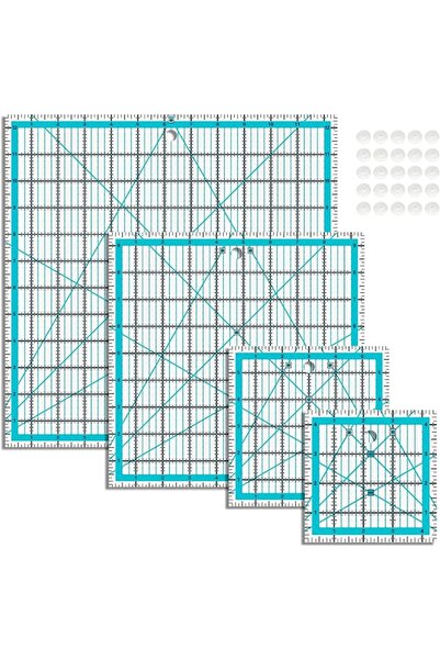 ELECDON 4-Piece Acrylic Quilting Ruler Set - Non-Slip Square Cutting Template...