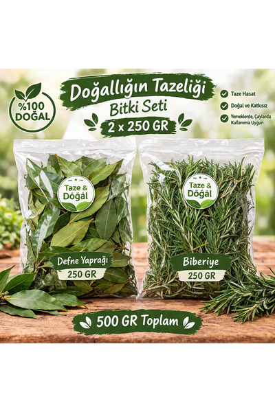 EMENS Taze Defne Yaprağı 250 GR + Taze Biberiye 250 GR | Doğal Bitki Seti | 5...