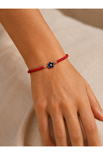 Beatis Red Afghan Beaded Star Evil Eye Pendant Rose Gold Detailed Women's Bra...