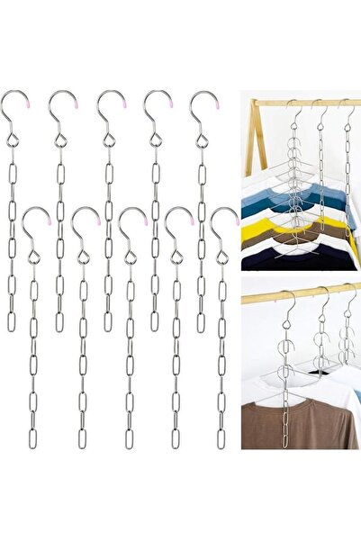 ANYUAN 10PCS Stainless Steel Clothes Hanger Chain, Space-Saving Clothes Hange...