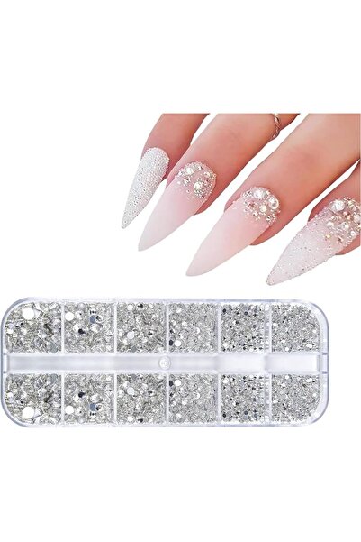 GENERAL Silver Nail Art Rhinestones Kit, Half Round Flatback Design Bedazzlin...