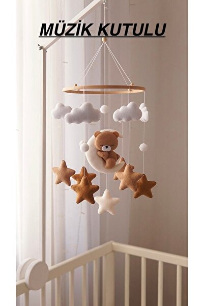 EFSBABY (MÜZİKLİ )Ayıcıklı Erkek Bebek Beşik Dönencesi Anne Yanı Beşik Süsü B...