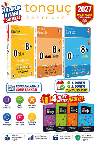 Tonguç Yayınları 8. Sınıf Tüm Dersler 0'dan 8'e Sayısal & Sözel Konu Anlatıml...