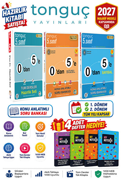 Tonguç Yayınları 5. Sınıf Tüm Dersler 0'dan 5'e Sayısal & Sözel Konu Anlatıml...