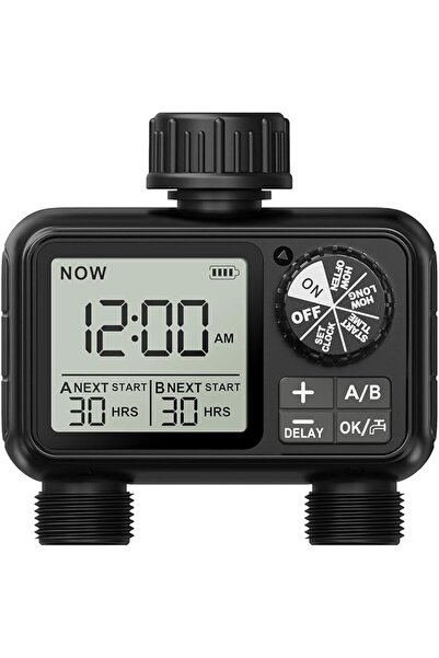 GENERAL مؤقت ري للحدائق بمنطقتين، مؤقت رشاشات خارجي لخرطوم الحديقة مع خاصية ت...