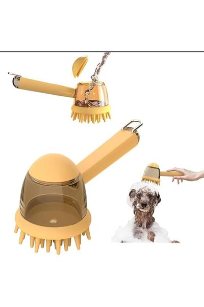 Paporich Pet Bath Brush with Shampoo Dispenser, 2-in-1 Soft Silicone Grooming...
