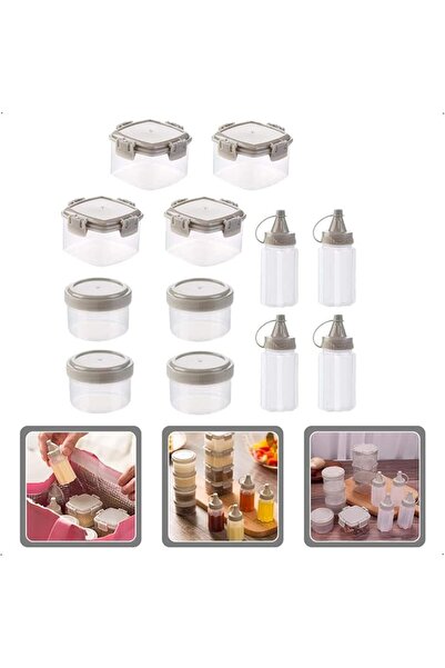JOYZZZ Squeeze Bottles Jars Set, 12 Pcs Mini Seasoning Boxes, Travel Bento Co...
