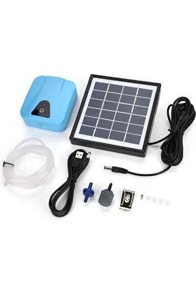None Pompă de aer solară pentru acvariu, USB, impermeabilă, cu oxigen - albas...