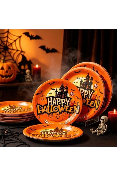 PARTY GO Halloween product, party paper plates 8 pieces, diameter 18 cm (7 in...