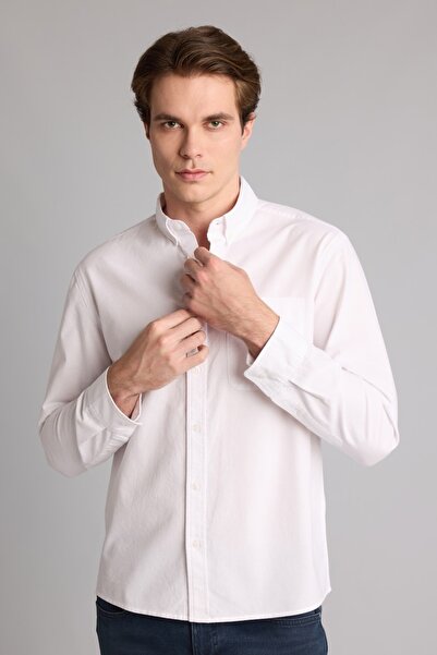 DeFacto Long Sleeve Men's Shirt A8028Ax/Wt34 White