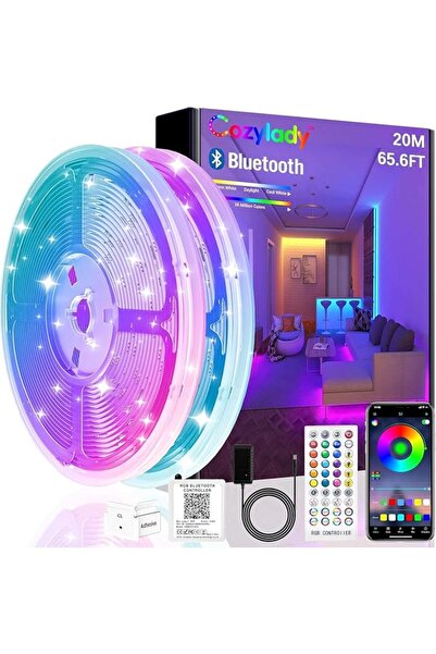 Cozylady شريط إضاءة LED بطول 20 متر يعمل بالبلوتوث، أشرطة إضاءة LED يتم التحك...