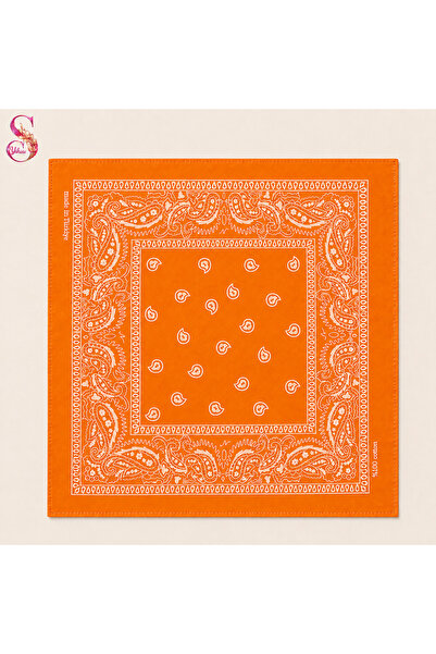 %100 Pamuk Paisley Desenli 50x50 cm Kadın Bandana Saç ve Boyun Aksesuarı