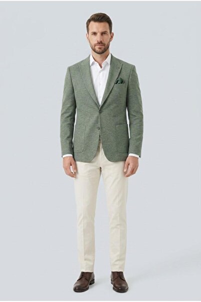 Presto Erkek 6 Drop Slim Fit Haki Sivri Yaka Ceket – Seçkin Kumaş, Özel Kalıp...