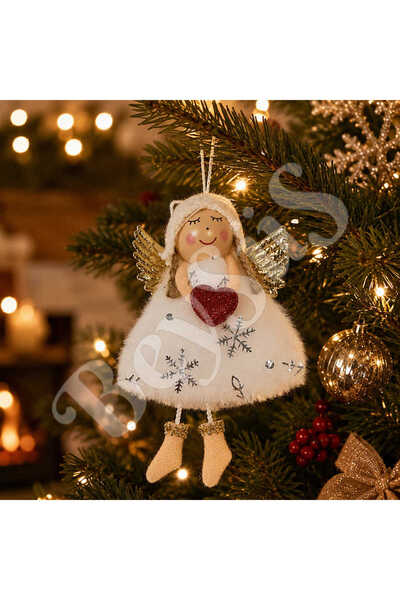 BeySüS Christmas Snow Angel with Red Heart Pattern 13 cm