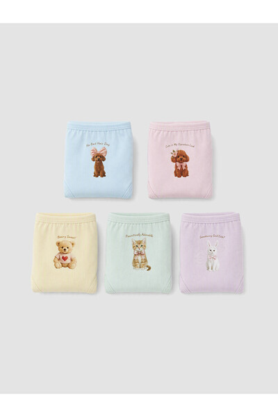 LC Waikiki Vizyon New Season Lilac Printed Girls' Panties 5-Pack