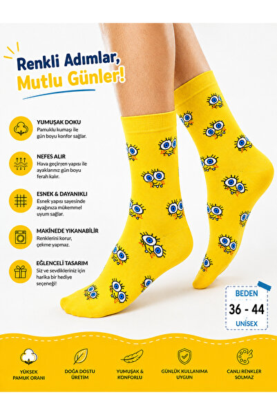 Funnysocksonline SÜNGER BOB DESENLİ EĞLENCELİ PREMIUM ÇORAP