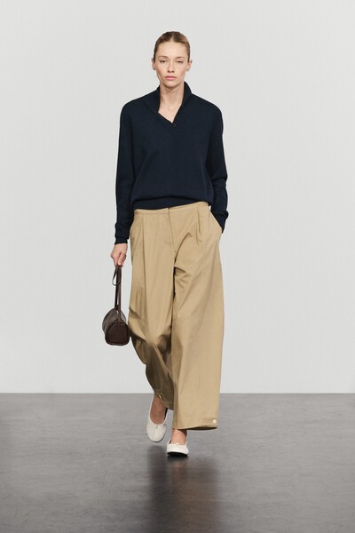 Massimo Dutti %100 Pamuklu, Paça Detaylı Barrel Fit Pantolon