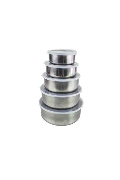dalimag Set of 5 Stainless Steel Food Containers with Transparent Plastic Lids
