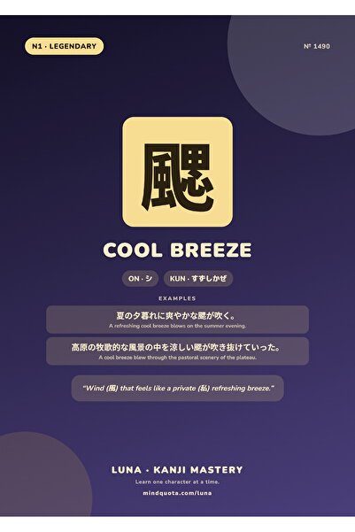 OEM Poster Infografic Kanji Briză Răcoroasă, Design Japonez Autentic, Carton ...