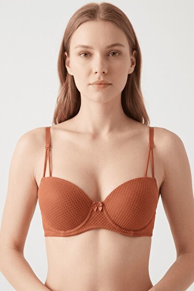 hadiora Tile Double Strap Textured Balconette Bra Without Support Underwire U...