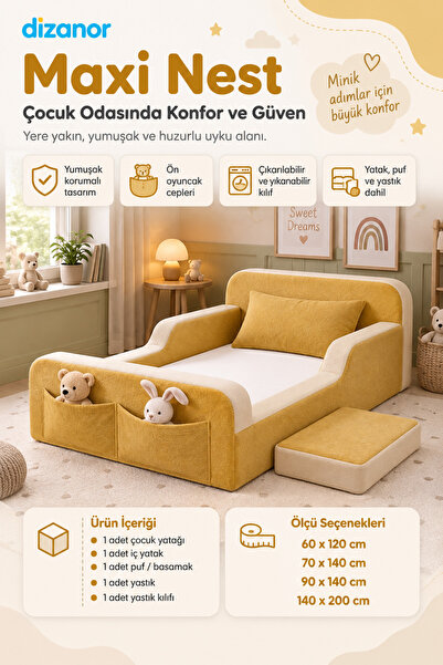Dizanor Yeni Nesil Maxi Nest %100 Sünger ve Yıkanabilir Fermuarlı Kumaşa Sahi...