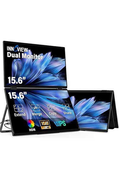 GENERAL INNOVIEW 15.6" FHD IPS Black Dual Portable Monitor,315° Rotatable,USB...
