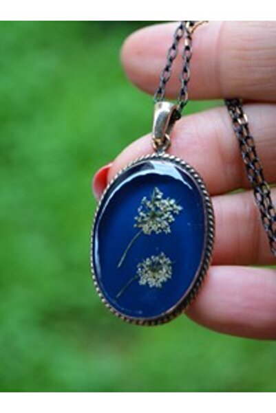 Stoneage Dried Flower Necklace - Blue -