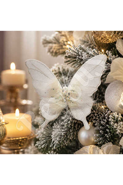 BeySüS Christmas Tree Ornament White Butterfly 20 cm