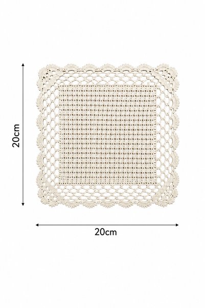 EastWest Trading Hand Knitted Vintage Size 60 Cotton Thread Small Lace Tablecloth - 20X20 cm